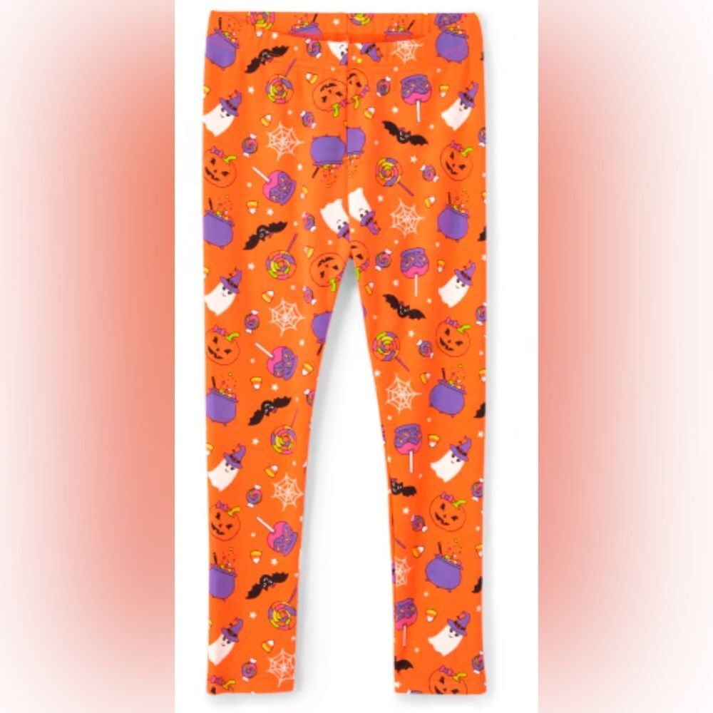 Gymboree Girl Halloween Orange Multi Print Trick or Treat Leggings Size 10
